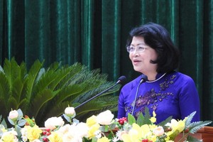 國家副主席鄧氏玉盛在大會上發表講話。（圖源：人民報）