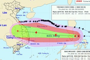 圖為9號颱風的移動方向。（圖源：國家水文氣象預報中心）