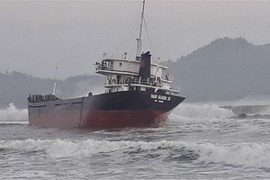 觸礁擱淺的“南慶號”貨船。