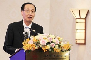 市人委會常務副主席黎清廉在會上發言。（圖源：延安）