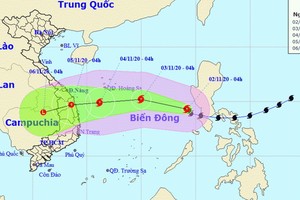 圖為10號颱風的移動方向。（圖源：國家水文氣象預報中心）