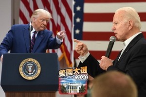 特朗普（左）及拜登同在佛州坦帕市舉行造勢大會。（圖源：互聯網）