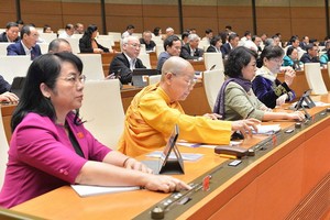 國會代表按鈕表決通過本市的都市政府組織《決議》。（圖源：Quochoi.vn）