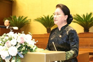 國會主席阮氏金銀致閉幕詞。（圖源：越通社）