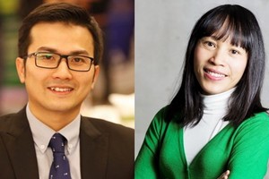 榮獲諾姆‧喬姆斯基獎項的兩名越南年輕科學家陳春柏副教授（左圖）及陳氏理教授。（圖源：VNN）