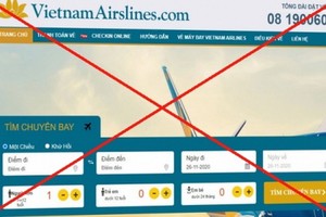 圖為冒充越航售票網站的網頁界面。（圖源：網站截圖）