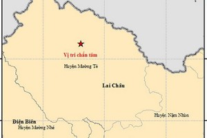 圖中星號表示震中位置。（圖源：地球物理院）