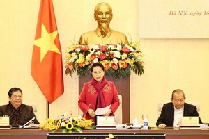 國會主席阮氏金銀（中）主持會議。（圖源：越通社）