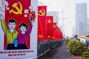 慶祝黨“十三大”宣傳海報。（圖源：TTO）