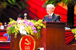 黨中央總書記、國家主席阮富仲在會議上致詞。（圖源：越通社）