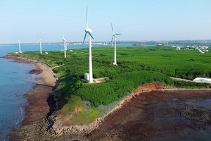 澎湖縣白沙鄉的風力發電設施。