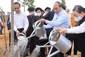 政府總理阮春福參加植樹活動。（圖源：越通社）
