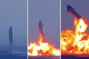 SN10火箭著陸後爆炸。（圖源：互聯網）