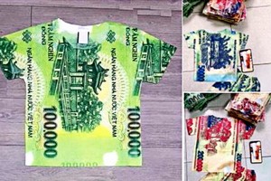 印有貨幣圖案的衣服在社交網上出售。