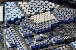 日本福島第一核電站核污水儲水罐。（圖源：互聯網）