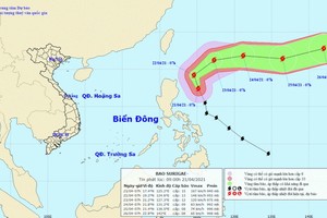 圖為舒力基超強颱風的移動方向。（圖源：國家水文氣象預報中心）
