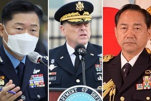 元仁哲、米利和山崎幸二（左至右）將舉行三方會談。（圖源：互聯網）