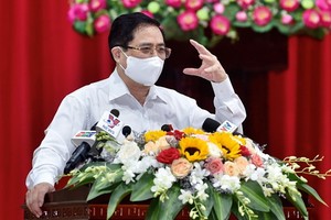 政府總理范明政在會上發表講話。（圖源：日北）