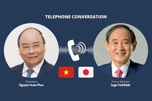 國家主席阮春福與日本首相菅義偉互通電話。（示意圖源：VGP）