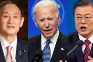 日美韓三國領導人。（圖源：互聯網）