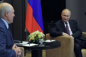 白俄羅斯總統亞歷山大‧盧卡申科（左）與俄羅斯總統普京。（圖源：Sputnik）