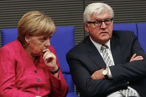 德總理默克爾（左）和施斯泰因邁爾是NSA監聽目標。（圖源：Getty Images）