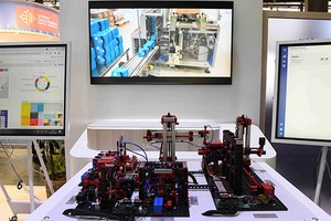 法國製藥業巨頭賽諾菲展出演示製藥生產線模擬裝置。（圖源：互聯網）