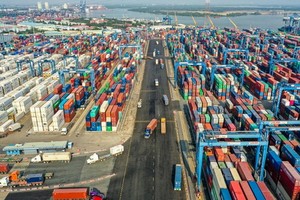 第一區域西貢港口岸海關分局的商品檢查室按規定保持距離。