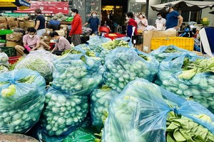 慈善廚房堆滿蔬菜。