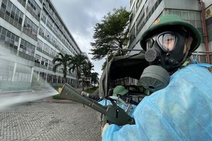 軍隊在平新郡進行大規模消毒