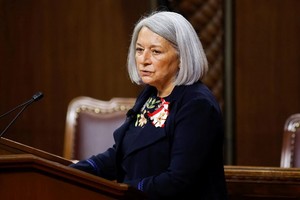 7月26日，瑪麗·西蒙在加拿大渥太華宣誓就任總督後發表講話。（圖源：路透社）