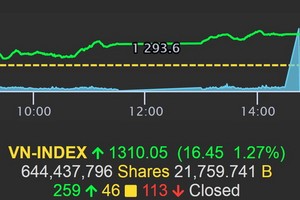越南指數(VN-Index)突破1300點大關。