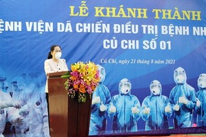 市人民議會主席阮氏麗在落成儀式上致詞。（圖源：孟和）