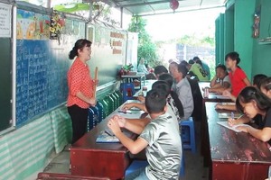 阮老師在給特殊班上課時一直笑得很燦爛。