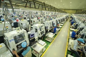 圖為太原省恬瑞工業區內的Bokwang Vina 公司的電子元件生產線一景。（圖源：越通社）