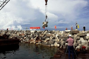 施工中的富國國際客運港。（圖源：永順）