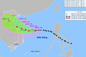 ５號颱風的移動方向。（圖源：國家水文氣象預報中心）