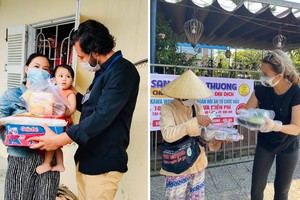 萬迪夫婦在新冠肺炎疫情中給貧困者贈送禮物。