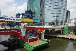 守添二橋項目是本市要急速建設的重點工程之一，在疫情期間仍照常 施工。