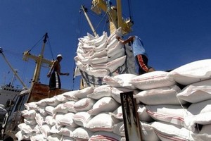 大米裝船。（圖源：互聯網）