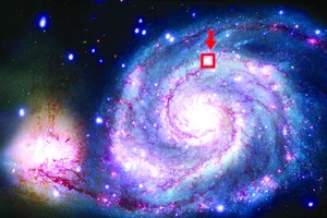 圖中方框處顯示的為新發現的候選系外行星所在的位置。（圖源: NASA）