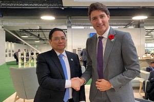 范明政總理會見加拿大總理賈斯廷‧特魯多。（圖源：越通社）