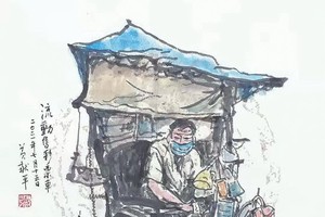 流動售彩票車　黃獻平　畫