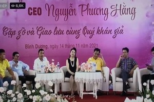 大南旅遊區總經理阮芳姮（中）14日組織的交流會現場。（圖源：視頻截圖）