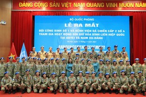 參加聯合國維和活動的1號工兵隊正式亮相。（圖源：T.T）