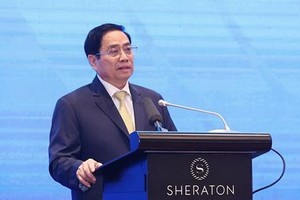 政府總理范明政在東盟高級別論壇上致詞。（圖源：越通社）