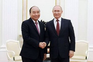 國家主席阮春福與俄羅斯總統普京。（圖源：越通社）