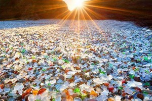 在陽光照耀下，烏蘇里灣整片海灘都閃耀著光芒。