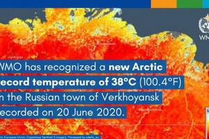 去年北極地區最高溫達 38 攝氏度。（圖：WMO）