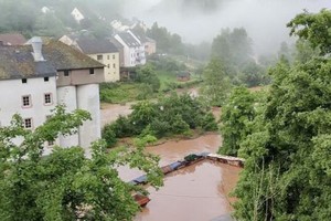 當地時間7月15日，德國Kyllburg暴雨過後，洪水氾濫。（圖：互聯網）